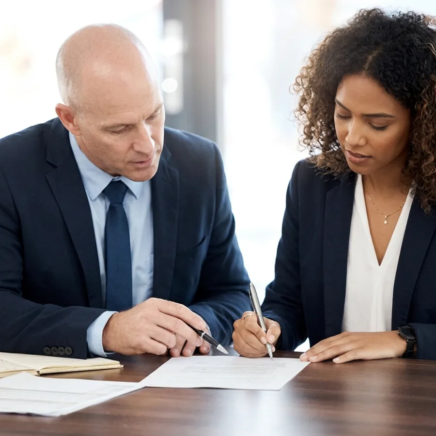 A couple reviewing their documents together, getting their affairs in order